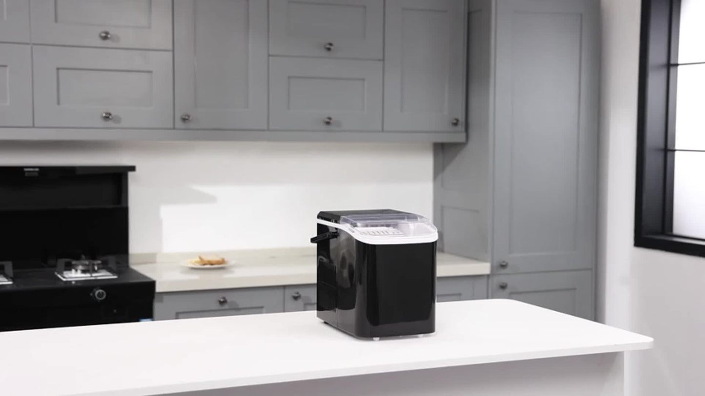 26lbs/24hrs Portable Ice Maker, 9 Bullet Ice Cubes In 6 Mins, With Self-Cleaning Function Ice Maker Machine For Home, Kitchen, Countertop, RV, Party