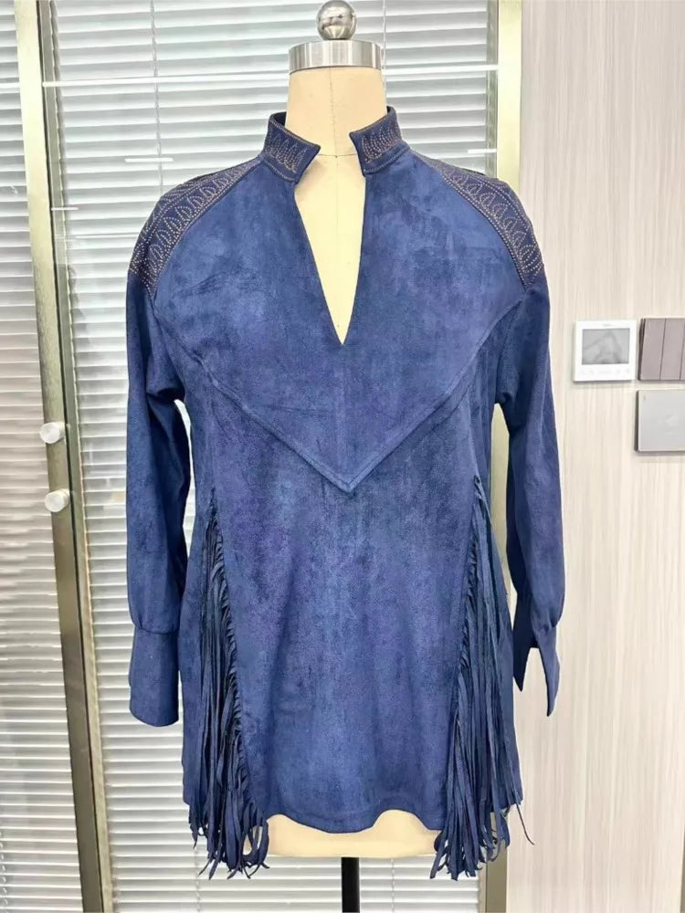 Robe mini à franges imprimée