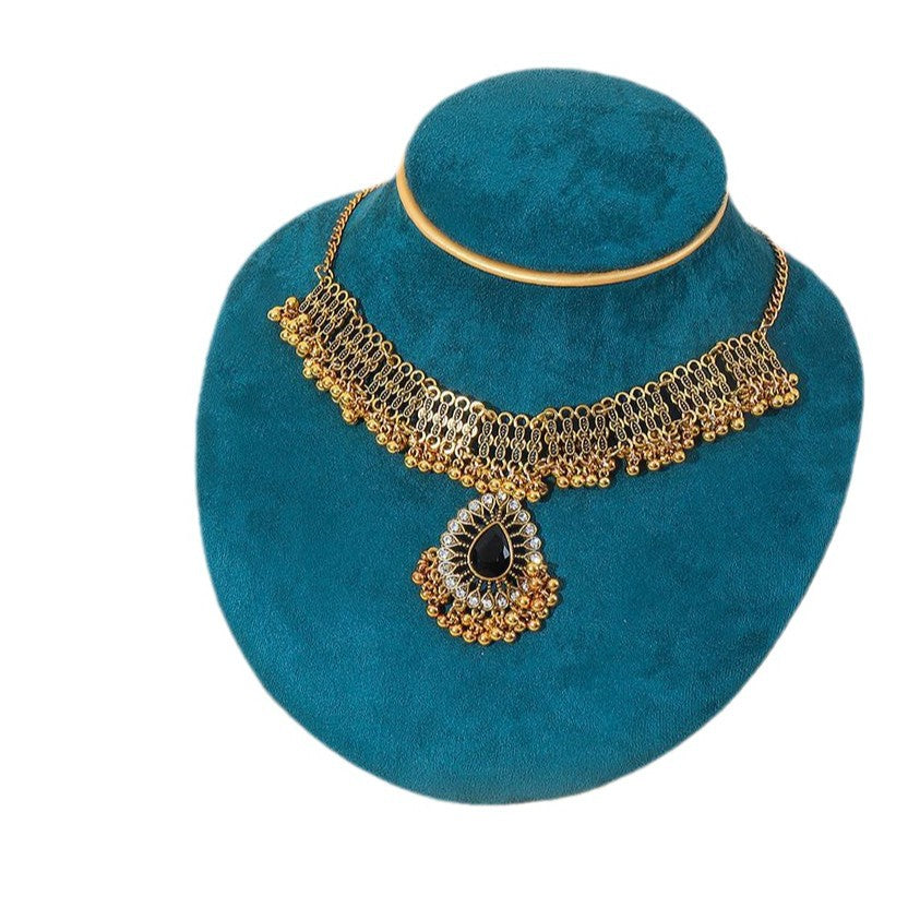 Indian Gem Pearl Pendant Tassel Three-piece Fashion Retro