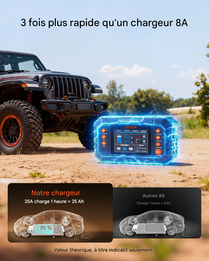 Chargeur de batterie intelligent, 25 A, 6 V / 12 V / 24 V
