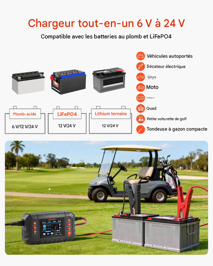 Chargeur de batterie intelligent, 25 A, 6 V / 12 V / 24 V